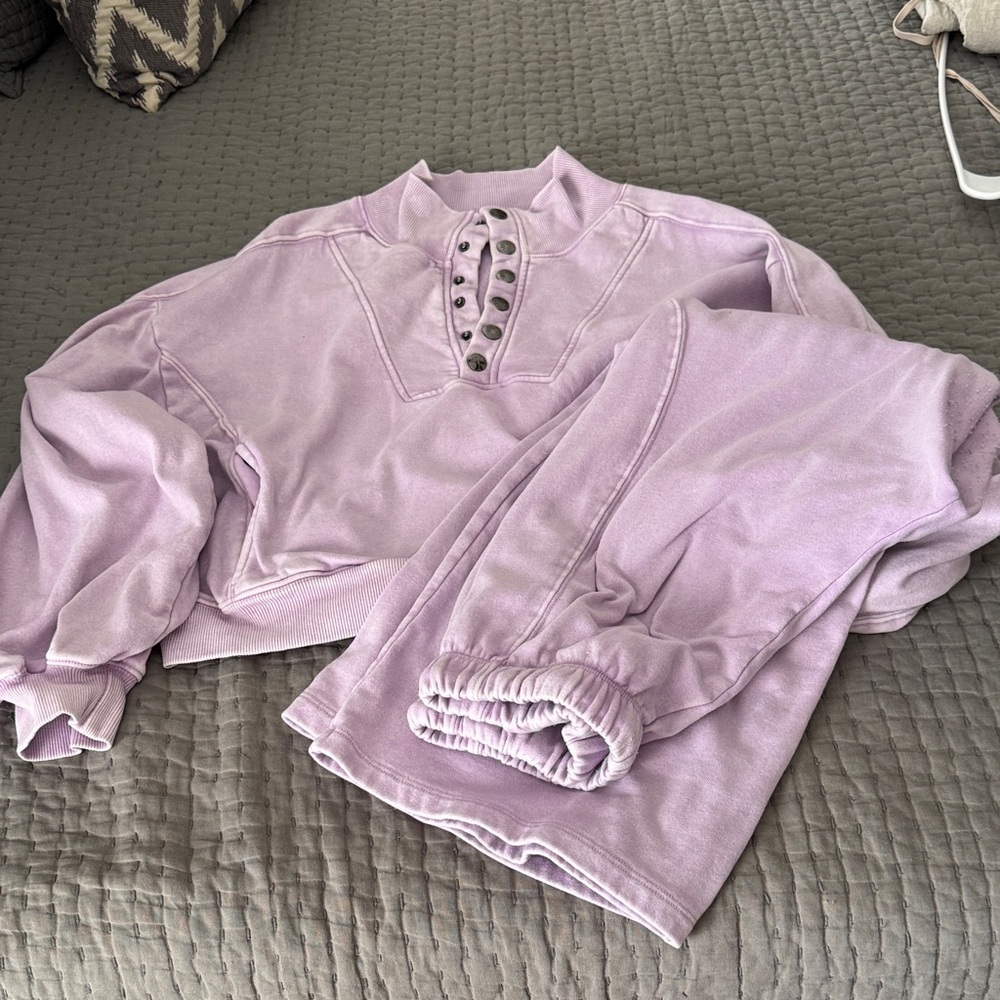 FP Movement by Free People Lavender Wide Leg Sweatpants Set